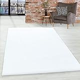 Florhöhe: +/- 23 mm HomebyHome Kurzflor Teppich Soft Touch Wohnzimmerteppich Baumwollrücken Weiss, Grösse:120x170 cm, Farbe:Weiss