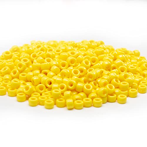 Image of Gxueshan 1000 Pcs Acrylic Yellow Pony Beads 6x9mm Bulk for Friendship DIY Bracelet Necklace Jewelry Making Earring Hair Braiding Kandi Beads