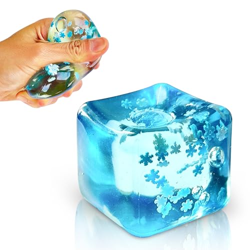 Stress Balls Ice Cube with Snowflakes Inside for Your Best Mellow and Chill, Snow Pieces Silent Nice Square Shape Anxiety Sensory Squishy Fidget Toy Slow Rise, Classroom Prizes, Calming Kids Adults by TwCare - Image 8
