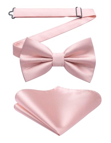 HISDERN Gravata-borboleta Homem Pré-amarrada Conjunto de Gravatas-borboleta e Lenço de Bolso Ajustável Corbata com Lenços para Festa Bodas, Tamanho único