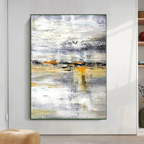 Cadres dorés abstraits et décoration moderne : grand tableau mural de salon 70x110cm
