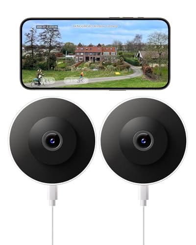 AKINGUAR 2 Packs 3MP 2K Window Camera, 2.4GHz WiFi Indoor Camera for Home Security, with Full-Color Night Vision, Person & Motion Detection, 2 Way Audio, 24/7 Recording, Easy Set Up in 5 Mins