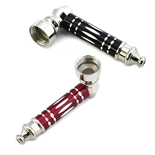 Jrzyhi 2 Stück Tabakpfeife Aus Metal Zinklegierung Das Original Tabak Pfeife Zigarrenzubehör Mit 10 Edelstahlsiebfiltern Als Geschenk Für Großeltern Freund Länge 75mm-komplett Zerlegbar(rot/Schwarz) Cover