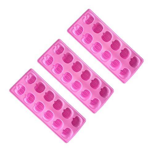 OKUMEYR Pumpkin Ice Cube Tray 3-Pack Silicone Mold with 12 Mini Pumpkin Cavities for Halloween Party Drinks Candy and Chocolate Baking 8.77X3.7 Inches