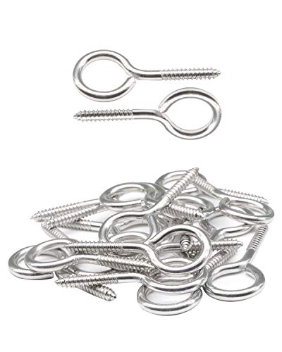 IMScrews 20Pcs 2 Inch Small Eyelet Screw Eyes Heavy Duty Lag Thread Eyebolt Metal Hook 8/18 Stainless Steel