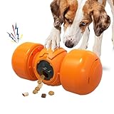 LACCEN Interactive Dog Toys, Rolling Dog Treat Dispenser Slow Feeder, Funny Puzzle Toy Reduce Boredom Improve IQ, Enrichment Dog Toys for Boredom Medium Large Dogs (Orange)