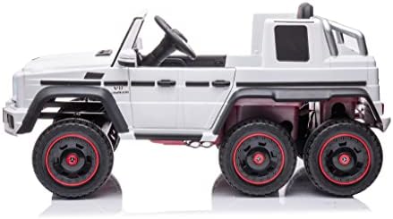 4. Bild von FINOOS Mercedes G63 6X6 AMG kinderauto 12V, Kinder elektroauto 4X45W, Mit Gummireifen, Ledersitz Mit 2.4G Fernbedienung (Weiß)