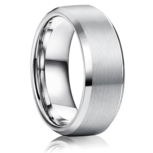 WATEFOER Anillos de Acero Inoxidable para Hombres 8MM...