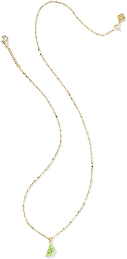 Kendra Scott Womens Lime Short Pendant Necklace Gold Light Green Glass One Size One Size