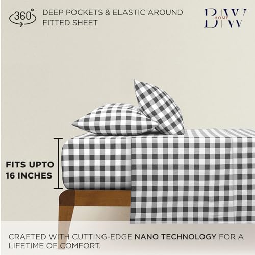 Image of Briarwood Home Printed Flannel Sheet Set, 100% Natural Cotton, Soft, Warm & Deep Pocket, Advanced Nano-Tech Making it Resistance to Pilling; Brushed 6 Times for Softness (Buffalo Grey, King)