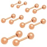 [Adelina Style] サージカルステンレス バーベル ボールピアス 丸玉 つけっぱなし 5ペアセット メンズ レディース 軟骨 ピアス 金属アレルギー対応 (ステンレス ローズゴールド 幅2.5・3・4・5・6mm 5セット)
