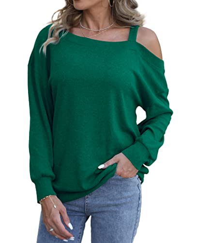 Image of Ezbelle Womens Sweaters Oversized Long Sleeve Cold Shoulder Tops Shirt Tunic Sweatshirt