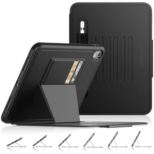 SEYMAC stock Case for iPad (A16) 11th/10th Generation 11/10.9'', Full-Body Drop Protection,[Stitched Slim Pencil Sleeve],Strong Magnetic Auto Sleep Case, Absorbing Multi-Angles Stand, Card Slot- Black