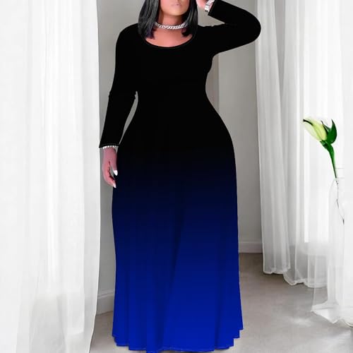 Image of PinkPatty Women's Plus Size Long Sleeve Maxi Dresses T Shirt Boho Fall Dress with Pockets