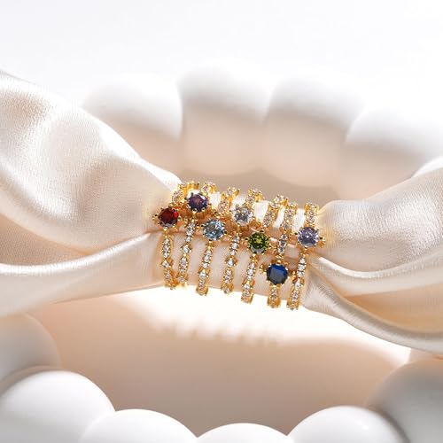 Birthstone Rings Birthday Gifts for Women Teen Gifts Trendy Stuff Dainty 14k Gold Plated Non Tarnish CZ Ring for Her Anniversary Jewelry for Sister Daughter Wife3
