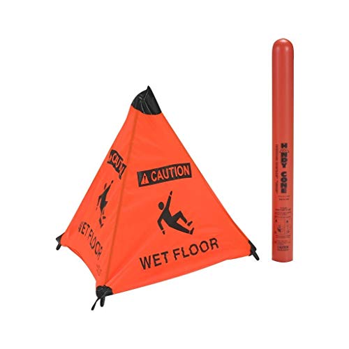 Wet Floor Sign: English/Spanish 18' Orange with Hang Tube