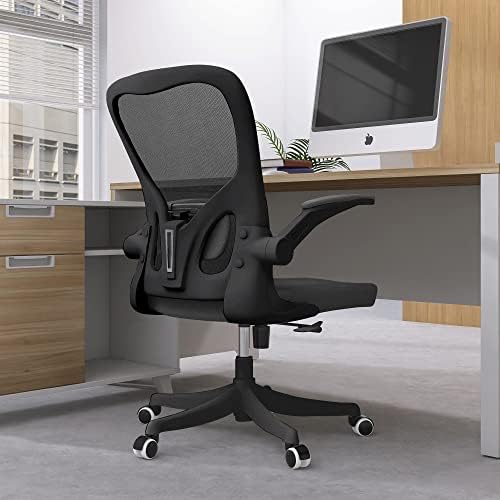 Monhey Office Chair, Ergonomic Office Chair Desk Chair with Lumbar Support & 2D Flip-up Arms Height Adjustable Home Office Desk Chairs Rockable High Back Computer Chair Black Mesh Study Chair
