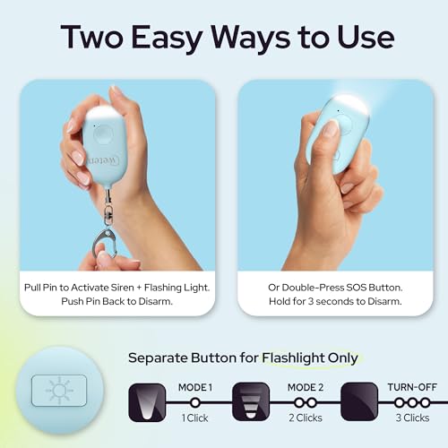 image for Weten Rechargeable Personal Alarm Keychain - 130dB Siren & LED Light -