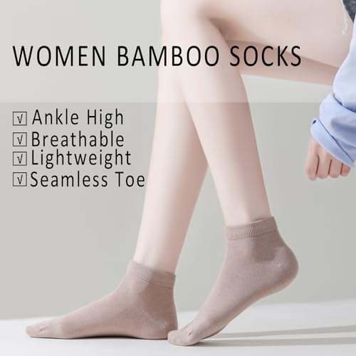 Image of EPEIUS Women's Bamboo Ankle Socks - Seamless Toe, Low Cut, No Show, Lightweight 3 /6 Pack