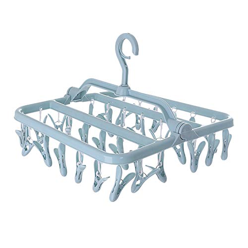 Msuiiixcccc Estante de secado plegable, estante de secado plegable, colgador de clip para calcetines, ropa multifunción para el hogar, resistente al viento, estante de secado de ropa de plástico