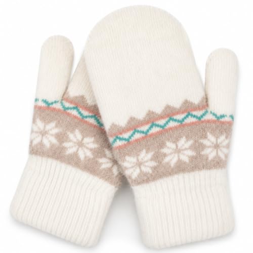Image of Kids-Winter-Double-Layer-Warm-Knit-Mittens Soft Stretchy Outdoor Gloves