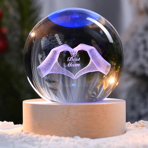 ZRENJHUS Gifts for Mum Crystal Ball Gift for Mother Glass Decorative Globe Mothers Day Christmas Birthday Gift