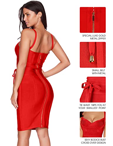 Image of meilun Womens Rayon Belt Detail Bandage Bodycon Party Dress