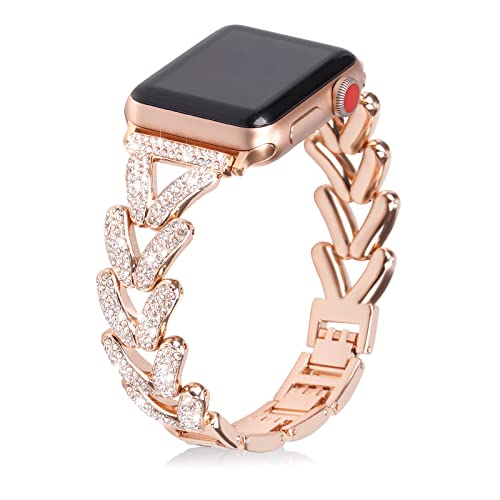 Add Bling To Your Watch With Our Metal Diamond Band - Compatible With Apple Watch Series 8/7/6/5/4/3/2/1/Se/Ultra- Shiny And Stylish For Women In Sizes 38Mm 40Mm 41Mm 42Mm 44Mm 45Mm 49Mm (38/40/41Mm, Rose Gold) #TOP1