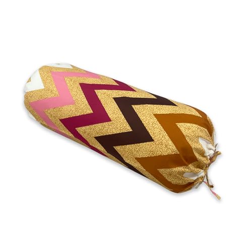 Image of Swayam Set of 2 Pure Cotton Bolster Cover | 30x30 Inch | Soft Breathable Masnad Cover 200TC | Durable & Washable | Geometric Print Bolster Cover for Diwan, Bed & Sofa - Mustard