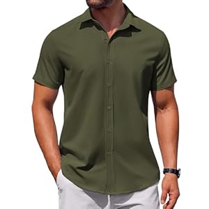 COOFANDY Men’s Button Down Shirt Short Sleeve Casual Shirt for Men Summer Business Casual Dress Shirt