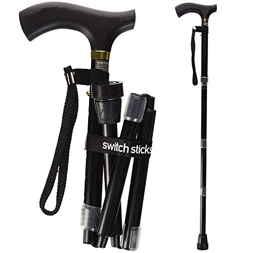 Switch Sticks Aluminum Adjustable Folding Cane and Walking Stick collapses and adjusts from