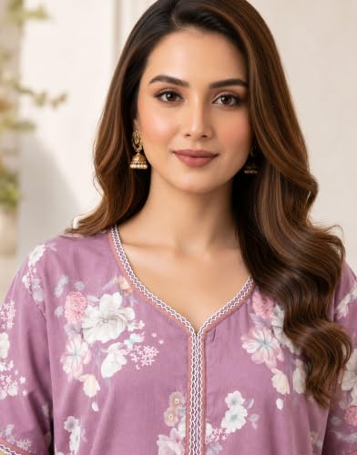 Image of Nighty| Nighty for Women Stylish| Night Gown for Women Stylish| Flowy A-Line Silhouette| Delicate Picot & Thread Work| Lightweight & Breathable Lizzy Bizzy Fabric| Digital Print|