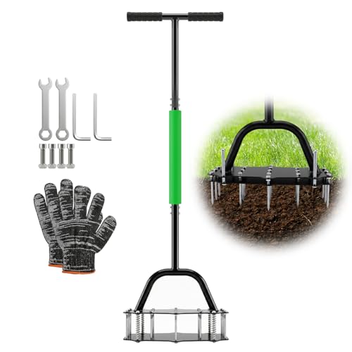 Herramienta manual para airear césped con 17 púas de acero