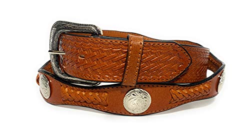 Mens Concho Western Leather Bealt Braided Cowboy Rodeo Belt (38, Pumpkin)3