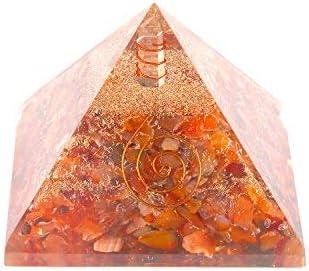 Aatm Carnelian Orgone Pyramid for EMF Protection Chakra Healing Meditation with Crystal and Copper (3 and 3 Inches)