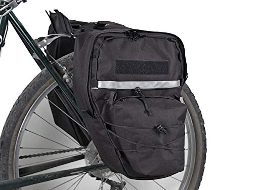 Bushwhacker Cimmaron Black - Bicycle Pannier w/Reflective Trim Cycling Rack Bag Bike Rear Pack Frame Accessories Grocery