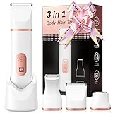 Rasierer Damen, Gesichtshaarentferner & Intimrasierer für Frauen: 3-in-1 Damenrasierer Elektrisch für Gesicht Bikinizone Achseln Beine, Epilierer Damen, Bikini Trimmer Wasserdicht