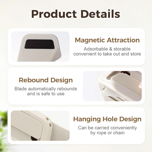 Image of 2Pcs Upgrade Auto-Retract Utility Knives,2025 New Magnetic Retractable Box Cutter with Safety Ceramic Blades & Right Angle Groove,Portable Fridge-Friendly Package Opener for Cardboard. (White 2Pcs)