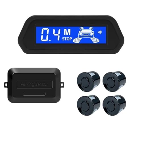 Sensores de aparcamiento con monitor de marcha atrás automático Parktronic, 4 sensores, detector de radar, pantalla de retroiluminación, sensor de aparcamiento (dorado) (negro)