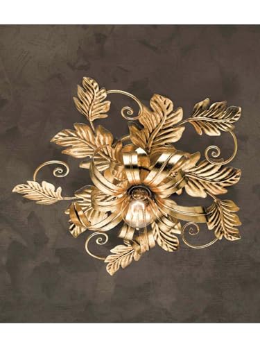 Plafonnier en fer forgé feuille or éclairage intérieur élégant
