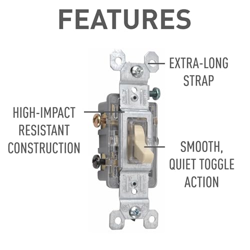 Legrand 15 Amp 3-Way Lighted Toggle Light Switch, Ivory 1 Pack by Pass & Seymour - Used condition - Image 3