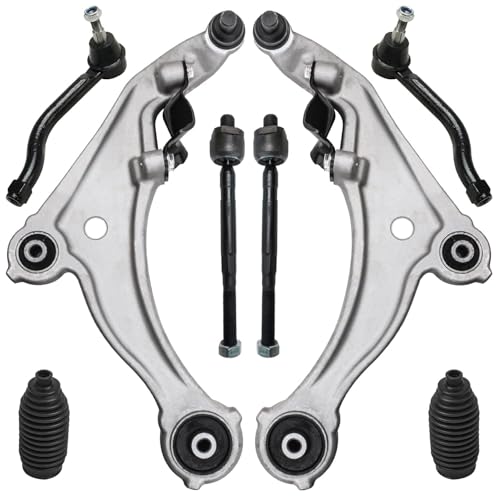 Image of Detroit Axle - 8pc Front End Control Arms Kit for 09-14 Nissan Maxima, 2 Lower Control Arms w /Ball Joints 4 Tie Rod Ends 2 Boots + Bellows 2009 2010 2011 2012 2013 2014 Replacement