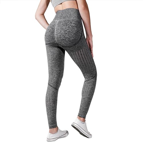 Fsphistik Leggins Mujer Push up | Mallas Deporte Mujer | Pantalones Mujer | Ropa Deportiva Mujer | Leggins Mujer | Push Up Leggings Yoga con Efecto de Cintura Alta y elástica (L, 12-Gris)