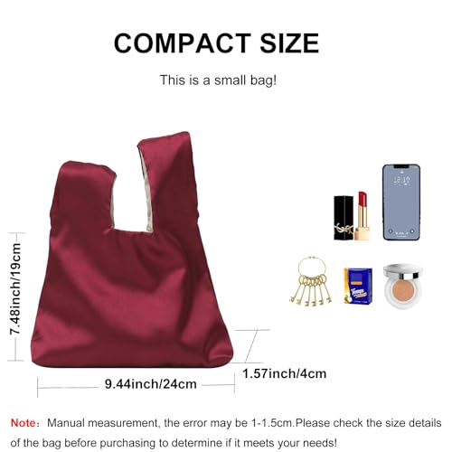 Image of Small Satin Wrist Clutch Purse Bag Mini Knot Evening Handbag for Women