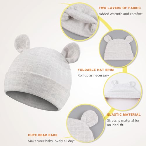 Image of JANGANNSA Cotton Newborn Baby Girls Hat Spring Newborn Boys Hat Cute Rabbit Infant Beanie