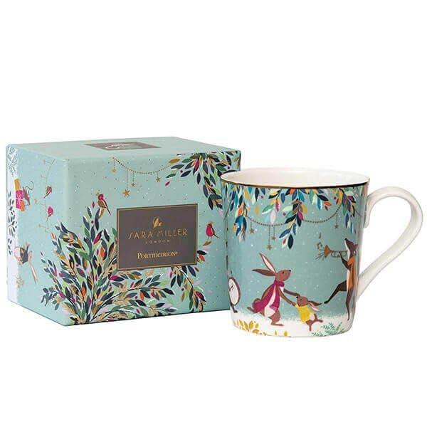 Portmeirion Sara Miller London Woodland Tales Mug, Merry Band, Green, 9x7x12cm - Image 3