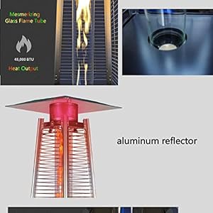 Hammered bronze pyramid propane heater 48000 btu outdoor patio heater with quartz glass tube wheels cover ground nails  urban country home decor