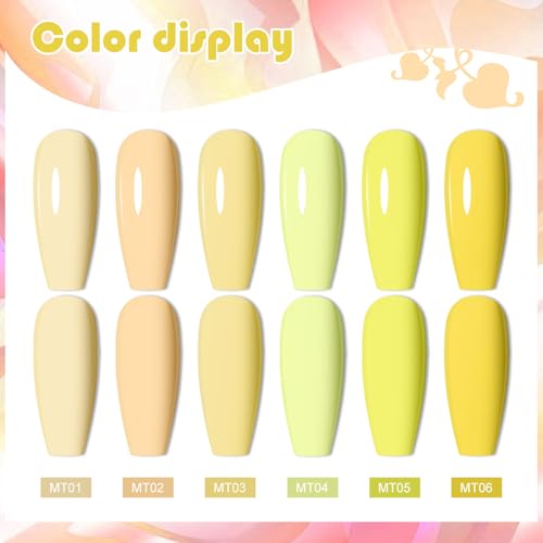 Set de esmaltes en gel amarillo pastel de 6 piezas miniatura 6
