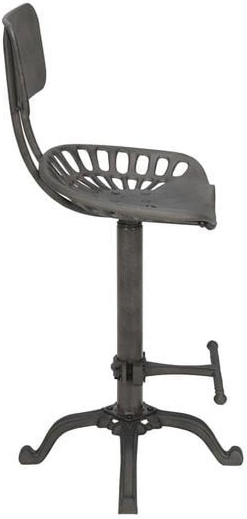 August Tractor Seat Stool with Back, Industrial - 14.25 x 38 x 18.5 in.