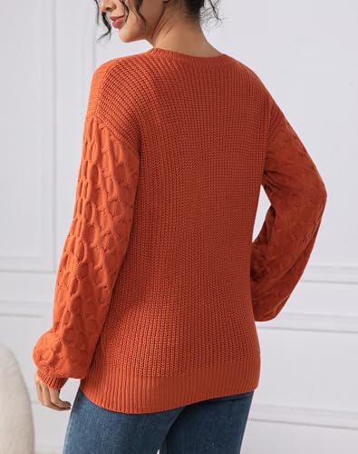 Fall Sweaters for Women 2025 - Lightweight, Honeycomb Long Sleeve, Elastic Hem, Crew Neck, Textured Knit Pullover